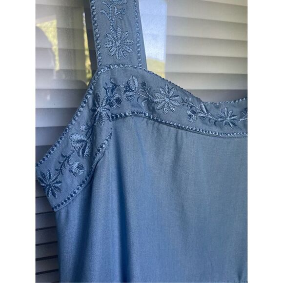 Kate Spade Broome Street Chambrey Midi Dress XL Blue Smocked Tiered Flowy - Picture 8 of 11